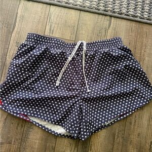 Jadelynn Brooke Blue and White Athletic Shorts with Polka Dots